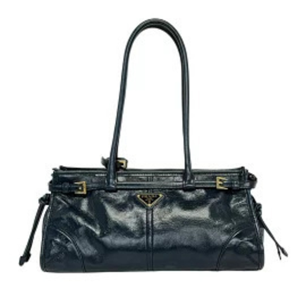 Prada Bonnie Shoulder Bag Dark Navy Blue Leather